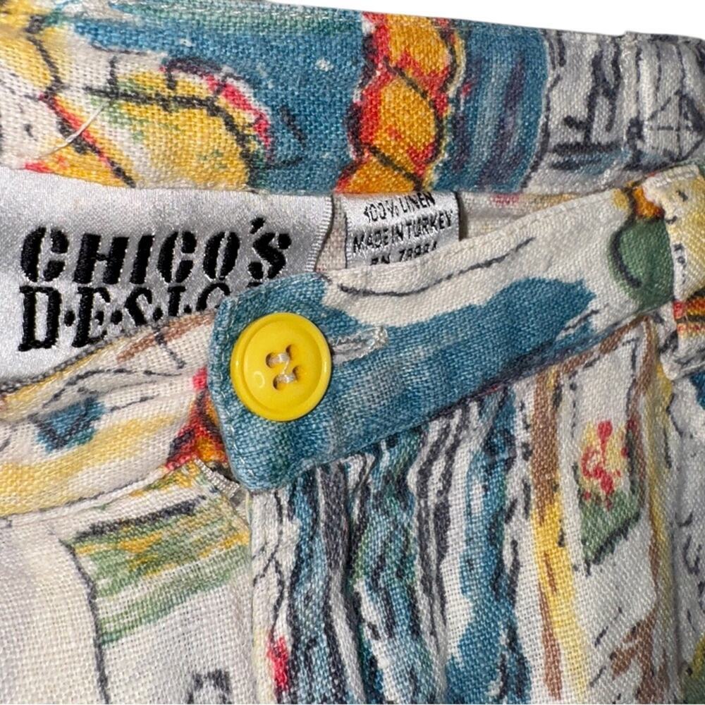 Chico’s Linen Colorful Vaca Crop Pants Size 0/ size 4/6 - Picture 4 of 5